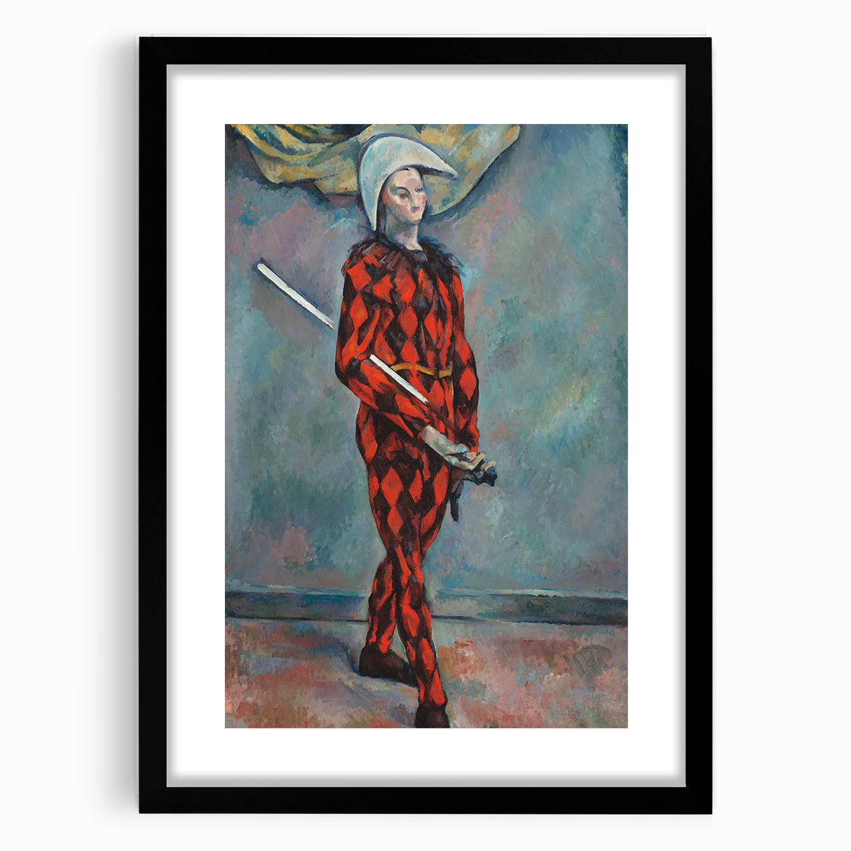 Extra large abstract art print featuring colorful, textured brushstrokes on a black framed canvas.