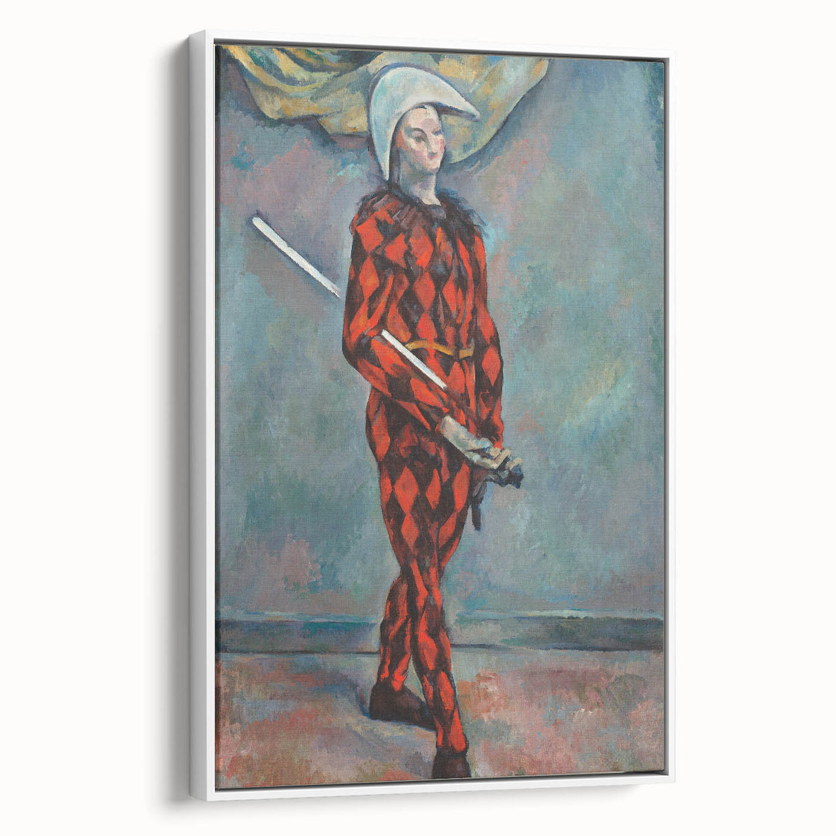 Framed canvas of Paul Cézanne's vintage poster art in colorful hues, ideal for living room decor.