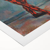 Art deco poster featuring a Paul Cézanne landscape, in earthy tones on rolled canvas, suitable for dining room decor.