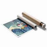 Extra large rolled print of Paul Cézanne-inspired floral art in soft pastel colors.