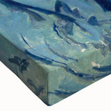 Large art depicting a black and white landscape painting on stretched canvas, ideal for bedroom wall decor.