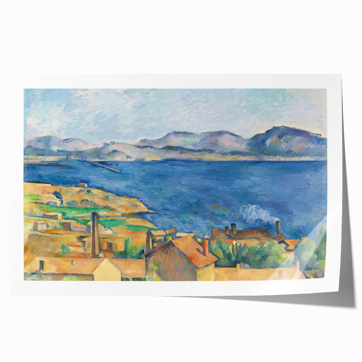Extra large rolled print of Paul Cezanne's impressionist floral artwork in soft pastel colors.