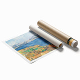 Extra large rolled print of Paul Cézanne's floral art in pastel shades, ideal for classy bathroom wall art.