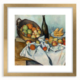 Extra large abstract art print of Paul Cézanne's work in gold frame, featuring textured brush strokes in earthy tones.