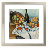 Textured abstract art print of a Paul Cézanne design in silver frame, ideal for bedroom decor.