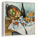 Vintage poster art of Paul Cézanne's painting on framed canvas, featuring colorful art with black accents.