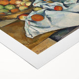 Art deco poster of a Paul Cézanne landscape on rolled canvas, featuring muted earth tones, ideal for dining room wall art.