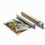 Extra large rolled print of a Paul Cézanne floral painting in muted colors, suitable as classy bathroom wall art.