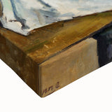 Large art canvas featuring a black and white landscape painting, ideal for bedroom wall decor.