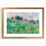 Extra large abstract art print of a textured Pierre-Auguste Renoir design in a gold frame, ideal for living room decor.