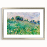 Textured abstract art print by Pierre-Auguste Renoir in silver frame, featuring soft pastel shades, ideal for bedroom art.