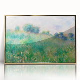 Large art print of a Pierre-Auguste Renoir painting in a gold frame, featuring soft pastel colors.