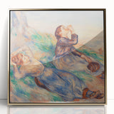 Framed acrylic print of Pierre-Auguste Renoir's impressionist painting, featuring soft pastel colors.