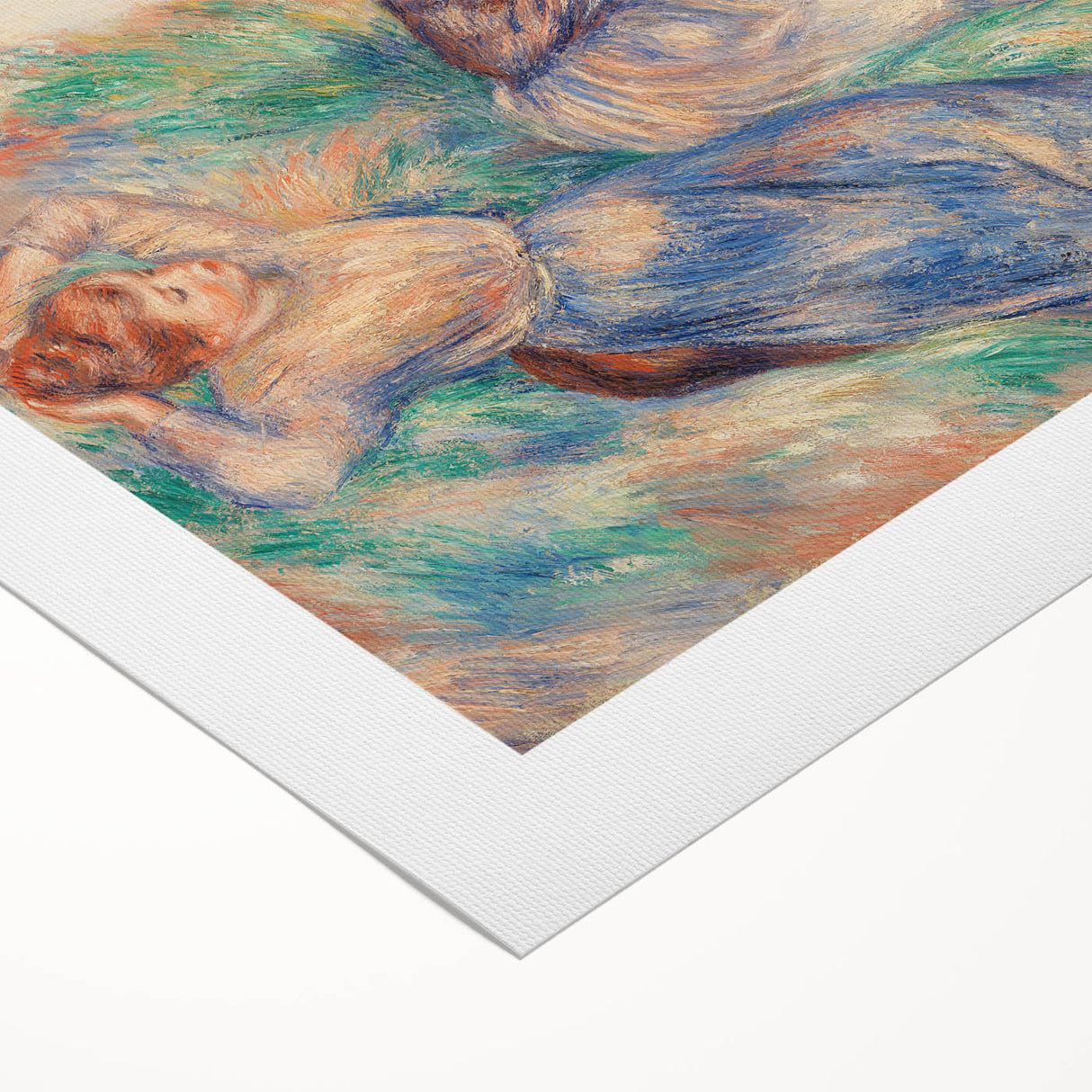 Art deco poster featuring a Renoir painting with soft pastel shades on rolled canvas, ideal for dining room decor.