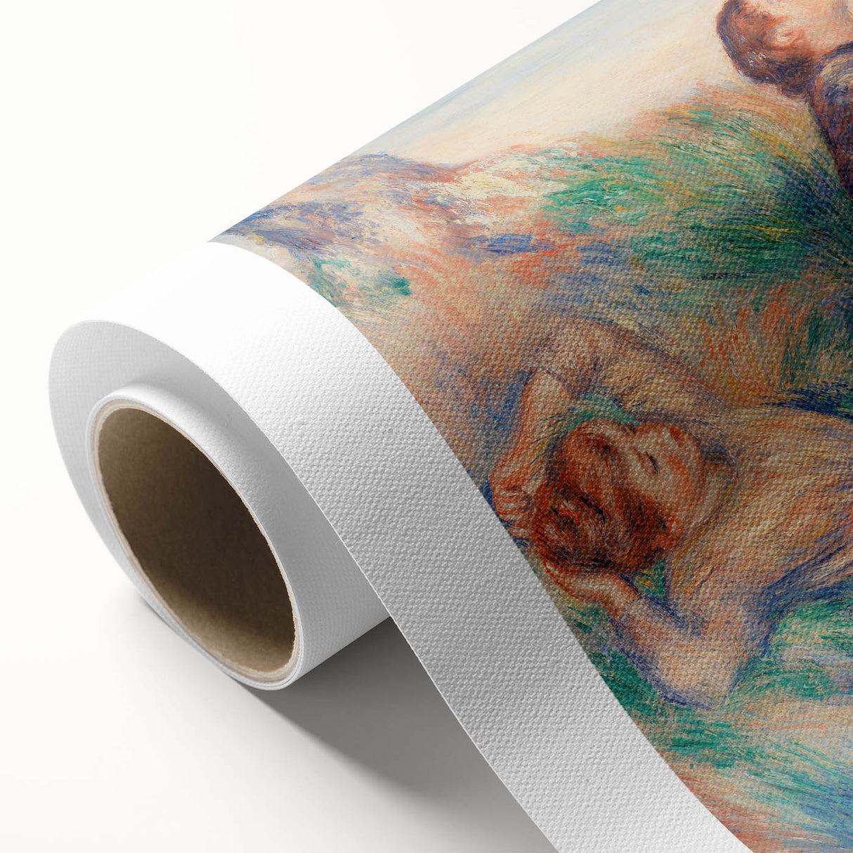 Pierre-Auguste Renoir's art deco style painting on rolled canvas, featuring soft pastel colors, ideal for nursery wall art.