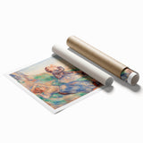 Extra large rolled print of Pierre-Auguste Renoir's floral art in soft pastel shades, ideal for classy bathroom wall art.