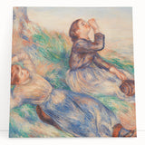 Black and white print of Pierre-Auguste Renoir's painting on stretched canvas, ideal for kitchen wall art.