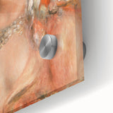 Mid-century modernist art depicting abstract forms in vibrant hues on a large acrylic print, ideal for dining room ambiance.