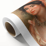 Art Deco-style poster of a colorful Renoir painting on rolled canvas, ideal for nursery wall art.