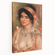Side view of a stretched canvas featuring Pierre-Auguste Renoir's impressionist painting, ideal for kitchen wall art.