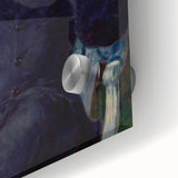 Mid-century modernist art featuring abstract forms and vibrant colors on acrylic glass, ideal for dining room art.