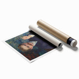 Extra large rolled print of a Pierre-Auguste Renoir floral painting in pastel shades, ideal for classy bathroom wall art.