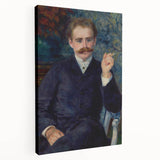 Side view of a stretched canvas featuring Pierre-Auguste Renoir's impressionist art in soft pastel shades.