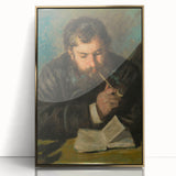 Large art print of a Pierre-Auguste Renoir painting in a gold frame, featuring soft pastel shades.