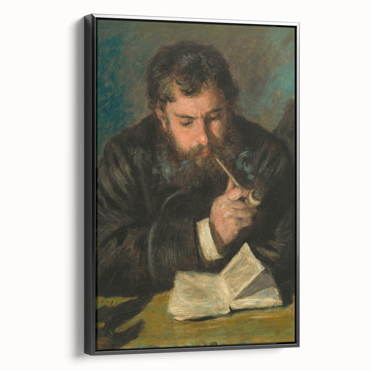 Black and white landscape painting of a vintage scene on framed canvas, ideal for bedroom wall decor.