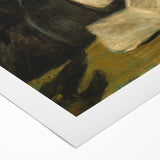 Art deco poster of a Pierre-Auguste Renoir painting on rolled canvas, featuring soft pastel colors.