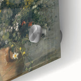 Mid-century modernist art, large abstract wall art print on acrylic glass, featuring dynamic, colorful brushstrokes.