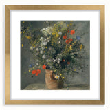 Extra large wall art featuring a textured abstract print of vibrant colors on a gold-framed canvas.