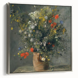 Framed canvas landscape art painting by Pierre-Auguste Renoir featuring colorful, impressionistic garden scene.