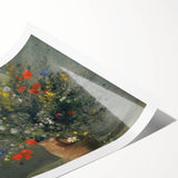 Extra large rolled print featuring line art flowers in soft pastel shades, ideal for large living room wall art.