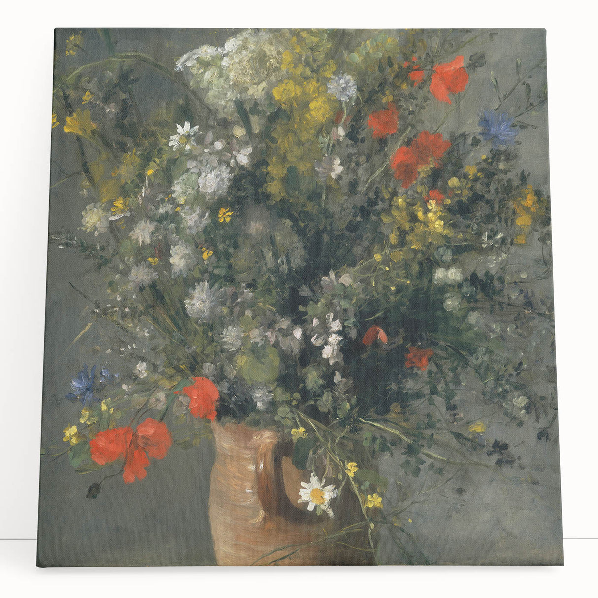 Black and white print of Pierre-Auguste Renoir's painting on stretched canvas, ideal for kitchen wall art.