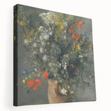 Side view of a stretched canvas featuring Pierre-Auguste Renoir's impressionist painting, ideal for kitchen wall art.
