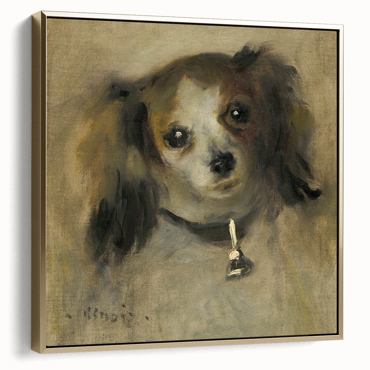 Framed canvas featuring a vintage-style landscape painting with muted earth tones, ideal for bedroom wall art.