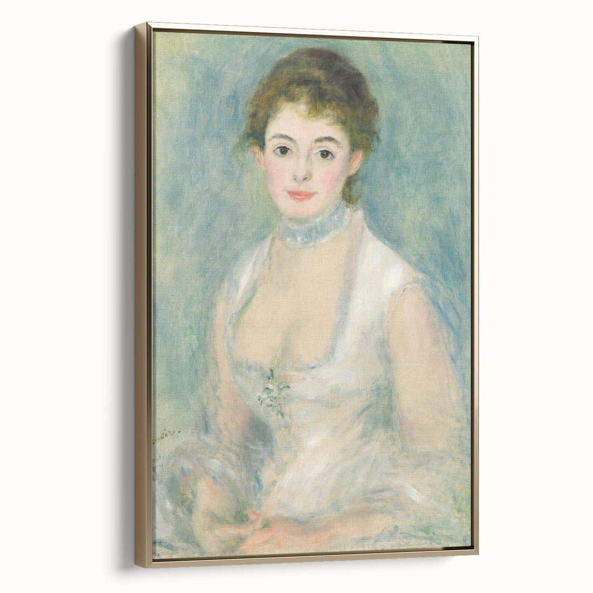 Framed canvas featuring a vintage-style landscape painting by Pierre-Auguste Renoir, with muted earth tones.