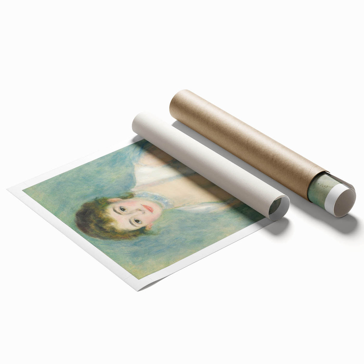 Extra large rolled print of Pierre-Auguste Renoir's floral artwork in soft pastel shades, ideal for classy bathroom wall art.