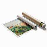 Extra large rolled print of a Pierre-Auguste Renoir floral painting in muted tones, ideal for classy bathroom wall art.
