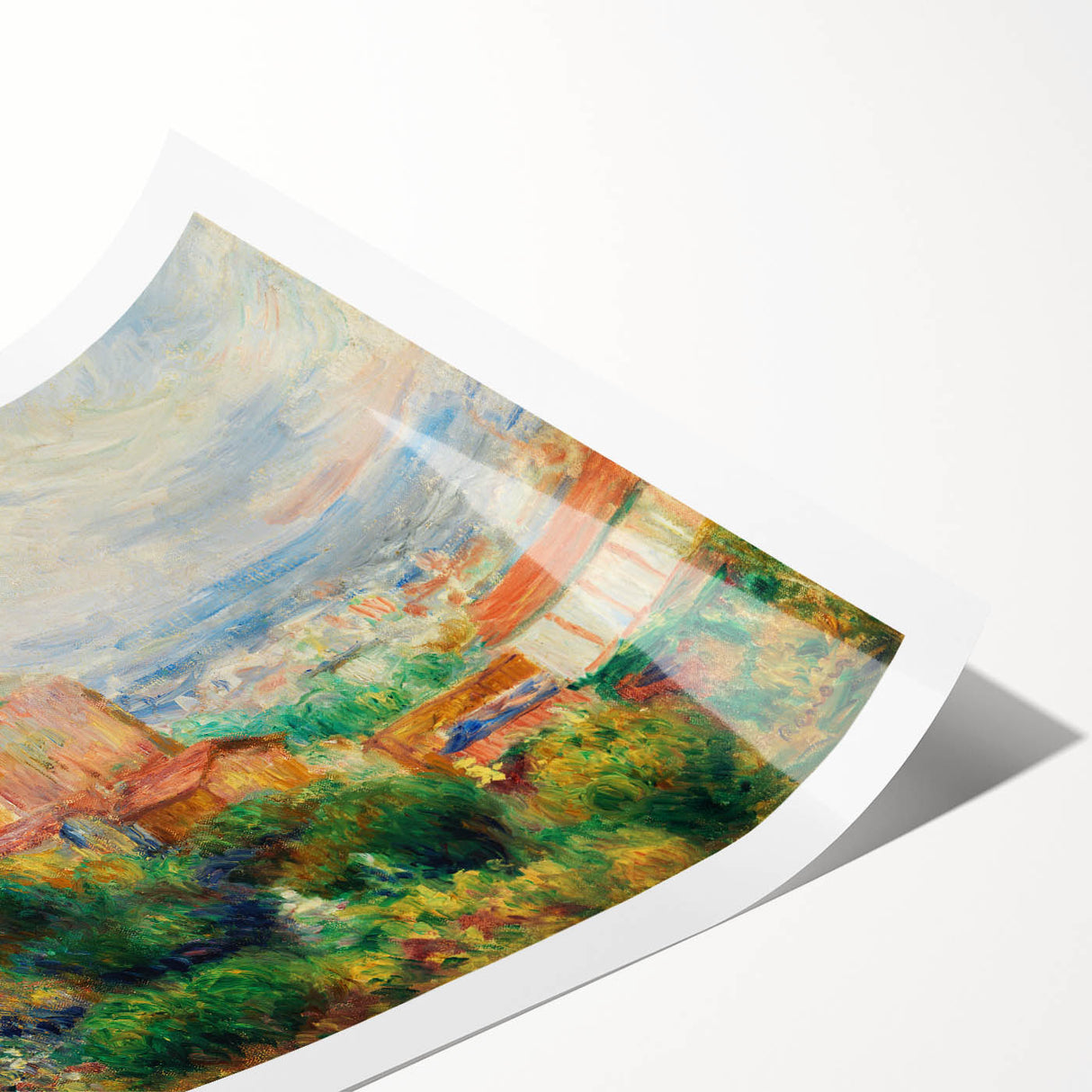 Extra large wall art of line art flowers in soft pastel shades on a rolled canvas, ideal for large living room decor.