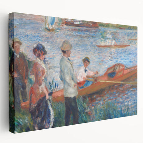 Side view of a Pierre-Auguste Renoir impressionist painting on stretched canvas, featuring soft pastel shades.