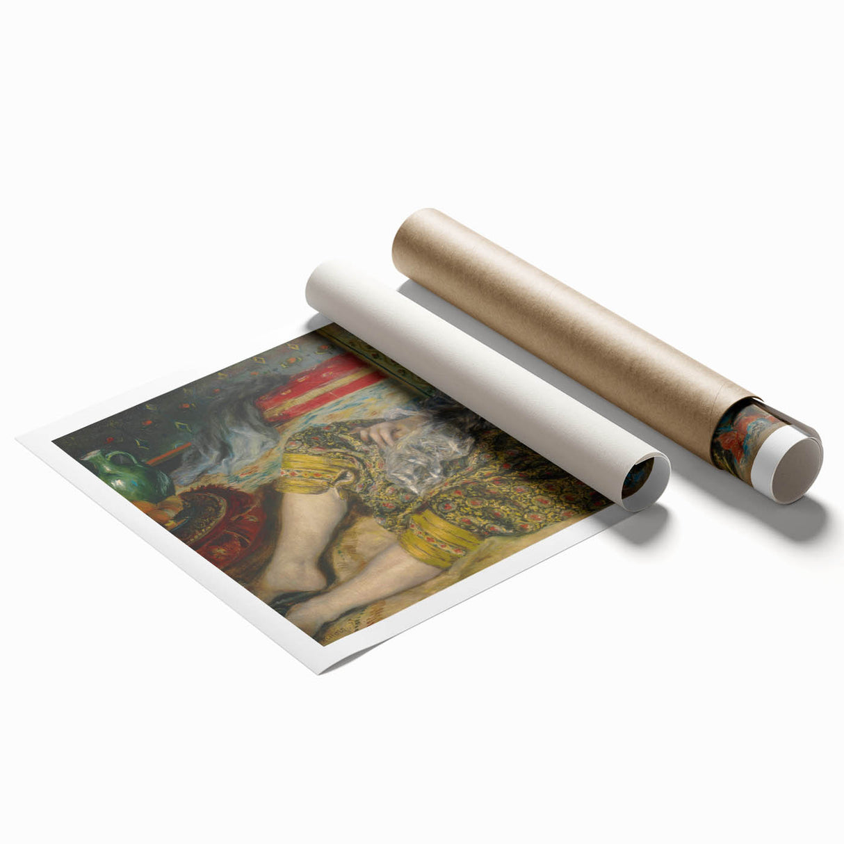 Extra large rolled print of a Pierre-Auguste Renoir floral painting, featuring soft pastel colors.