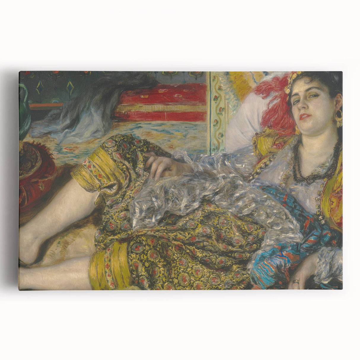 Black and white print of Pierre-Auguste Renoir's painting on stretched canvas, ideal for kitchen art.