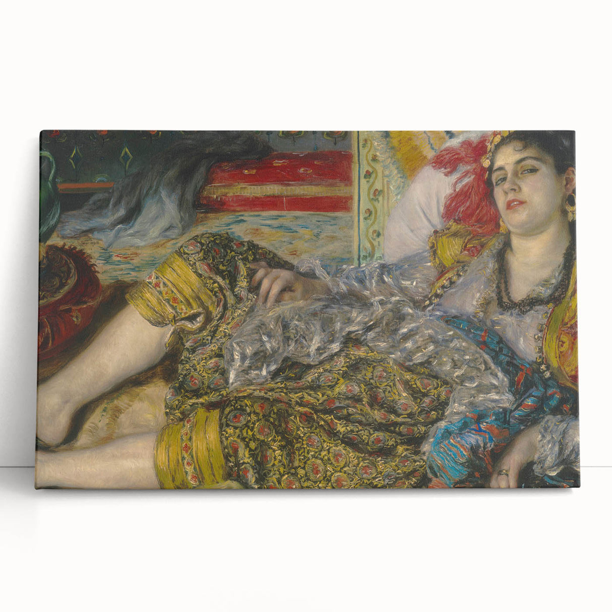Black and white print of Pierre-Auguste Renoir's painting on stretched canvas, ideal for kitchen wall art.