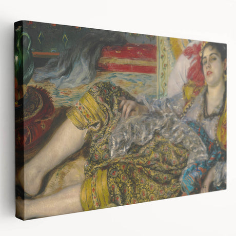 Side view of a Pierre-Auguste Renoir inspired stretched canvas showing a lively outdoor scene, ideal for kitchen wall art.