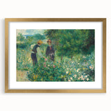 Extra large wall art featuring a textured abstract print of Pierre-Auguste Renoir’s design in a gold frame.