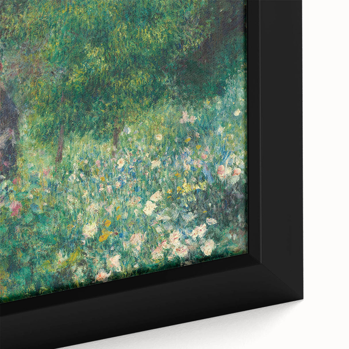 Extra large black wall art featuring a textured, colorful impressionist style painting on framed canvas.
