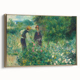 Framed canvas featuring a vintage landscape painting by Pierre-Auguste Renoir with gold accents, ideal for bedroom decor.