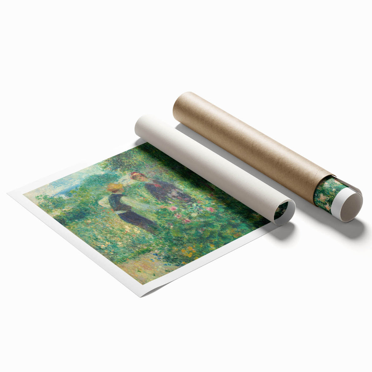 Extra large rolled print of Pierre-Auguste Renoir's floral art in pastel tones, ideal for classy bathroom wall art.
